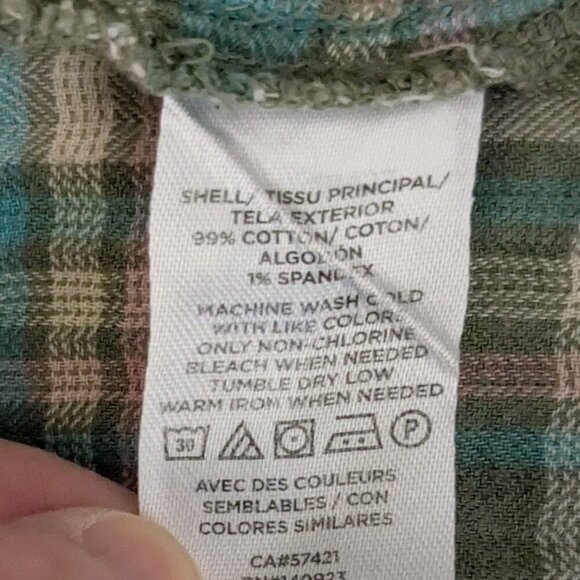 LOFT Olive Green Plaid Pullover Boho Peasant Top w Short Sleeves; Size M - Picture 4 of 4